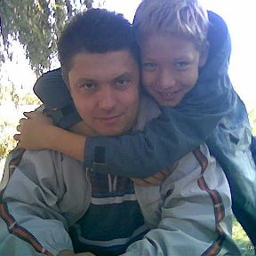 Фотография "осень 2007г,на природе я и мой сын Никита"