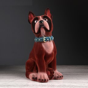 Фотография "Копилка "Собака Боксёр", флок, коричневый цвет, 34 см,"