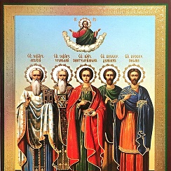 Пять св. Икона собору святых врачей Целителей и чудотворцев.