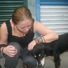 Фотография "Waiting for the bus from Kathmandu to Chitwan:) With my new cute friend:)"