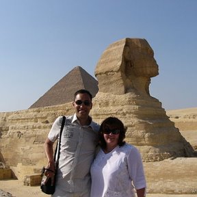 Фотография "Сфинкс, пирамида, я и муж, сентябрь 2008 г."