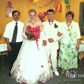 Фотография "свадьба моей старшей дочери.На фото я моя жена Марина и молодые. 15.06.2007"