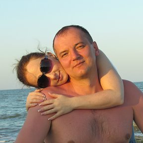 Фотография "С женой Светланой. Арабатская стрелка, лето 2012."