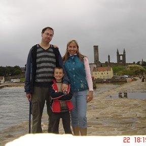 Фотография "With my husband and son. St.Andrews 08.2008"