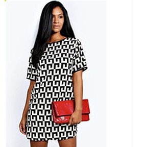 Фотография "Платье с круглым вырезом,короткий рукав,геометрический Mini. Вечернее материал шифон. Цена 500руб."