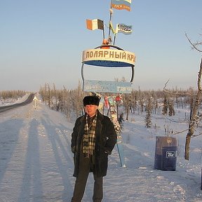 Фотография "27.01.2009 г. Автотрасса г. Новый Уренгой - п. Заполярный. Пересечение Северного полярного круга. t-43С."