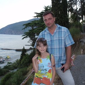 Фотография "Крым, август 2007
Я и дочь"