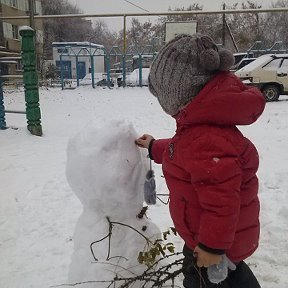 Фотография "Первый снеговик!"