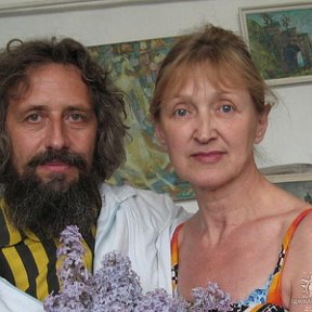 Фотография "С мужем Ю.Л. Дюбенком июнь 2008 г. в мастерской. Иркутск"