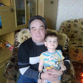 Фотография "Дед с внуком.Тимохе 2 года."