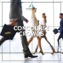 Airborne Sound - Corporate Crowd in a Concourse in a Throng Passing by in a Stream with Voices and…