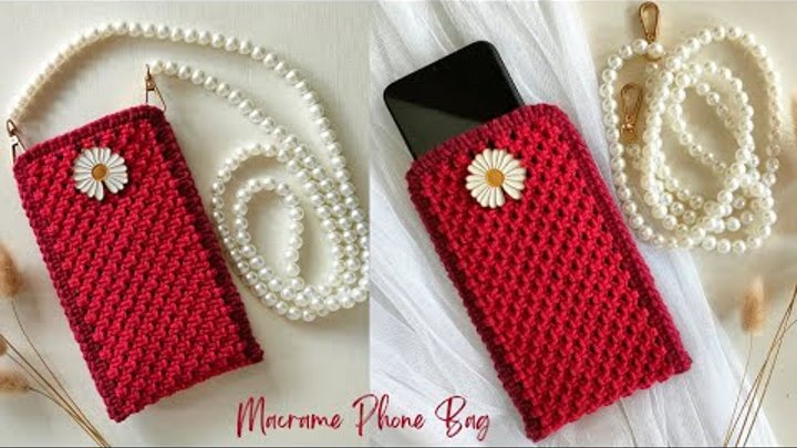 DIY Macrame Phone Bag | Mini Sling Bag Macrame | Macrame Pouch Bag T ...