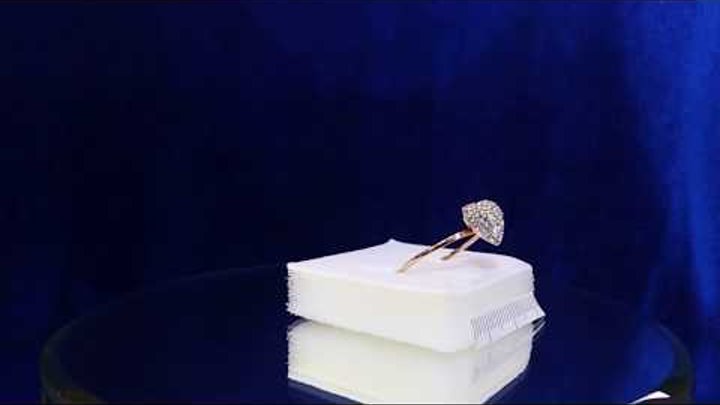 Золотое кольцо сердце с кристаллами Сваровски ЮК Феникс Ф3015
