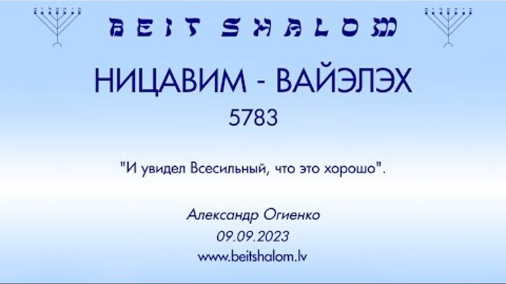 «НИЦАВИМ»|«ВАЕЛЕХ» 5783 «И УВИДЕЛ ВСЕСИЛЬНЫЙ, ЧТО ЭТО ХОРОШО» А.Огиенко