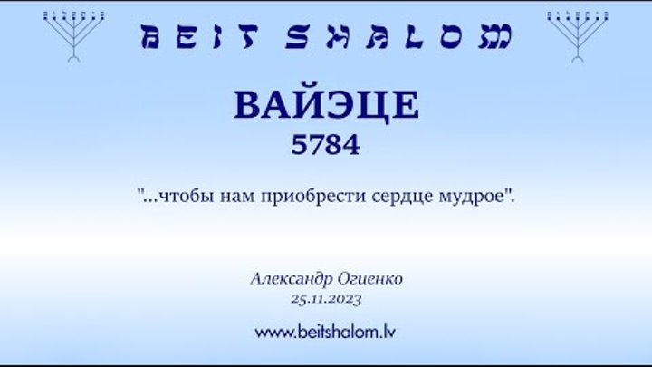 «ВАЕЦЕ» 5784 «ЧТОБЫ НАМ ПРИОБРЕСТИ СЕРДЦЕ МУДРОЕ» А.Огиенко (25.11.2023)