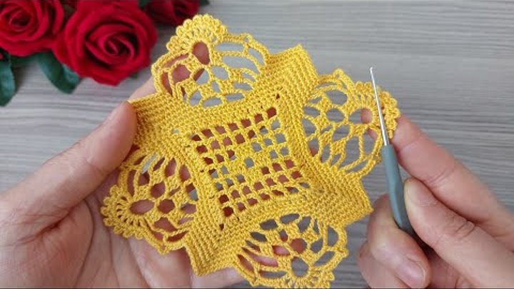 Wonderful Quick and Simple Crochet Flower-Patterned Filet Shawl and  ...