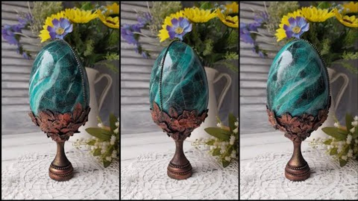 Easter egg 💚painted marble effect💚