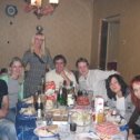 Фотография "01.01.2008.Новый год с друзьями.Я в белой рубашке с полосками."