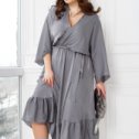 Фотография "Платье №3165B-Серый цена 950 грн. Размеры: 50-52,54-56,58-60,
 МАТЕРИАЛ: Жатый шелк с легким блеском"