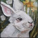 Фотография " " Пасхальный кролик", рельефный рисунок на холсте 19 х 19 см (в наличии) "
