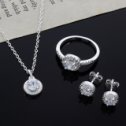 Фотография "Стильный комплект украшений ожерелье/серьги/кольцо, стерлинговое серебро, кубический цирконий. Размер кольца: 18 (33031282499) шт."
