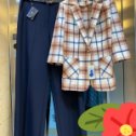 Фотография "🍋☕☘🦋Жакет женский классический ткань хлопок брюки-палаццо женские классика размеры 44,46,48,50,52,54 производство Турция 🍋☕☘🦋#моднаяженскаяодежда #жакетвклетку #офисныйстиль #классика #брюкитурция #палаццо "