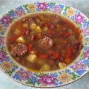 Фотография "Суп с Краковской колбасой, фасолью и овощами."