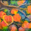 Фотография ""Осенний вальс" горячий батик, натуральный шелк, 40х60"