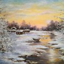 Фотография " "Зимний вечер на реке ", х.,м.,р.35х45 "