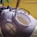Фотография "Процесс окрашивания домика акриловой краской. Ссылка на 3-ю часть МК, где показан процесс окрашивания домика, кирпичной трубы, камней вокруг двери и окон - https://youtu.be/Fb_M92dQJaM"