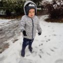 Фотография "Первый снег за всю зиму, наш любимый внучок.
"