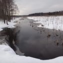 Фотография "Речка Салмовка к Ю_З от д. Гавриловская.  Вид в сторону очистных сооружений от моста"