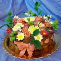 Фотография "Торт Корзина с цветами.
внутри - торт Наолеон."