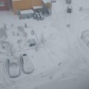 Фотография "Метель , ветер и снег , машины стоят "