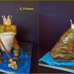 Фотография "Лягушка - она такая цареевна! Торт старалась сделать реалистичным, чтоб "как в озере по соседству", но милым - все же для принцессы!"