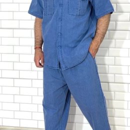 Фотография "Обалденные летние джинсовые костюмы, разной расцветки. Ткань 100% турецкий лёгкий лён. Отличное качество. Размеры 54, 56, 58, 60, 62, 64, 66. Маломер на 1размер. ( п 116). Цена 2750 руб."