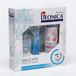 Фотография "Подарочный набор Deonica Delicate 3: Мусс для душа, 200 мл, Бритва со сменной кассетой
Цена:399"