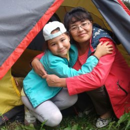 Фотография "Я с мамой в палатке."