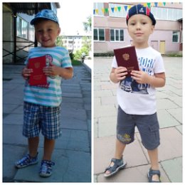 Фотография "Вот так быстро летит время, Алексею три и пять лет, а аттестат Криськи, взяли примерить, очень идёт?!? "