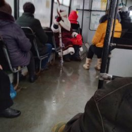 Фотография "Дед Мороз в Макеевском троллейбусе"