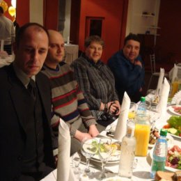 Фотография "Слева направо: Миша Сосновский, Игорь Каган, Лиза Игнатьева, Коля Курьянович"