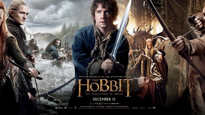 The Hobbit: The Desolation of Smaug Movie Poster Bilbo Baggins facing Smaug Peter Jackson directing key scene The Hobbit: The Desolation of Smaug Movie Poster Bilbo Baggins facing Smaug Peter Jackson directing key scene