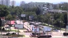 10 07 2014 Донецк  Колонна военной техники с осетинскими фла...
