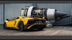 Lamborghini Aventador SV Poses Next To Jet Engines