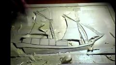 Wood carving.  Sailing ship. Part 1 of 3 .Art.Woodworking.