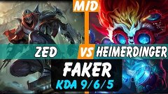 SKT T1 Faker Zed vs Heimerdinger MID - KR LOL Challenger - S...