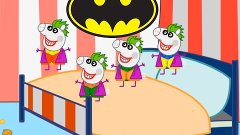 #Five Little #Peppa #Joker #Batman Jumping on the #Bed #Nurs...