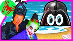Maleficent &amp; JOKER DROWNED Darth Vader in the Sea! w/ GENIE!...
