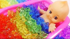Learn Colors For Kids Crystal Plastic Slime Baby Doll Bath T...