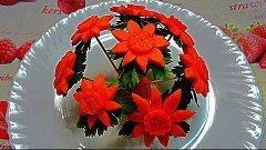 Цветы из моркови! Flowers of carrot! Украшения тарелки  Укра...